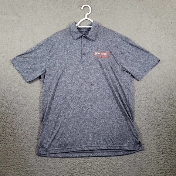 McAlisters Shirt Mens Large‎ Blue Marled Polo Employee Uniform Replacement - Picture 1 of 12